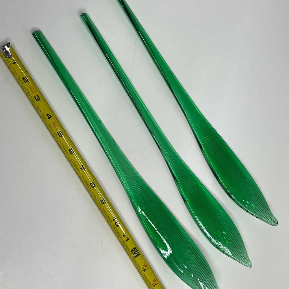 Murano Style Green Glass Leaves 17” - Picture 2 of 2